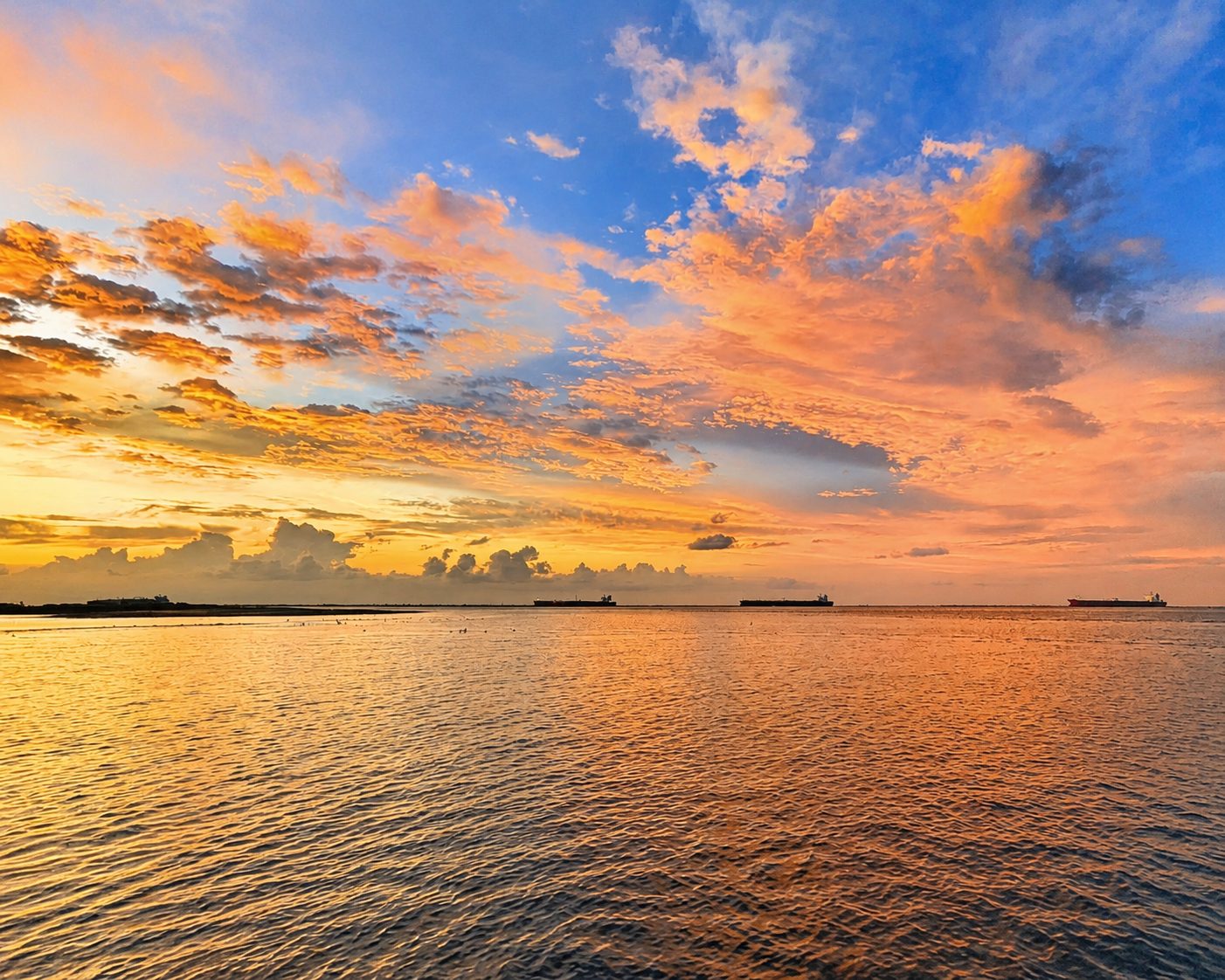 Galveston Island coastline at golden hour